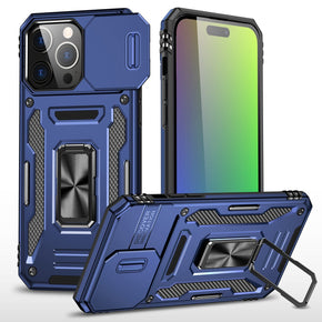 Apple iPhone 15 Pro Max (6.7) Utter Tough Camera Cover Hybrid Case (with Kickstand) - Blue