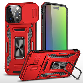 Apple iPhone 15 Pro Max (6.7) Utter Tough Camera Cover Hybrid Case (with Kickstand) - Red
