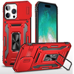 Apple iPhone 16 Pro Max (6.9) Utter Tough Camera Cover Hybrid Case (with Kickstand) - Red