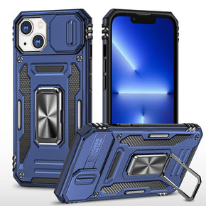 Apple iPhone 14 (6.1) / iPhone 13 (6.1) Utter Tough Camera Cover Hybrid Case (with Kickstand) - Navy Blue