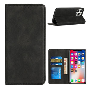 Samsung Galaxy S23 Ultra Premium PU Vegan Leather Magnetic Folio Wallet Case - Black