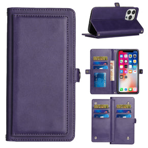 Samsung Galaxy S23 Ultra Premium PU Vegan Leather Extra Flap Wallet Case with Lanyard - Purple