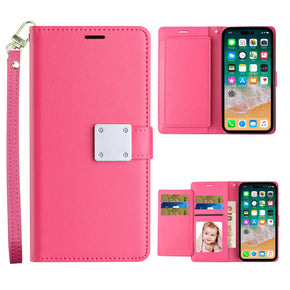 Apple iPhone 15 (6.1) Trifold Wallet Case with Lanyard - Pink
