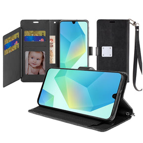 Samsung Galaxy A16 5G Trifold Wallet Case (with Lanyard) - Black