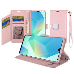 Samsung Galaxy A16 5G Trifold Wallet Case (with Lanyard) - Rose Gold