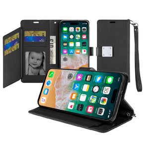 Apple iPhone 16 Pro Max (6.9) Trifold Wallet Case with Lanyard - Black