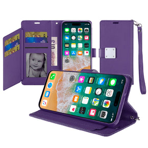 Apple iPhone 16 Pro Max (6.9) Trifold Wallet Case with Lanyard - Purple