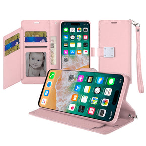 Apple iPhone 16 Pro Max (6.9) Trifold Wallet Case with Lanyard - Rose Gold