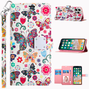 Samsung Galaxy A25 5G Design Wallet Magnetic Closure (with Lanyard) - Colorful Butterflies