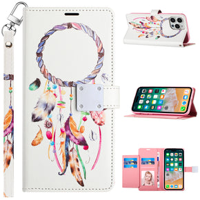 Apple iPhone 15 Plus (6.7) Design Wallet Magnetic Closure (with Lanyard) - Dreams Come True