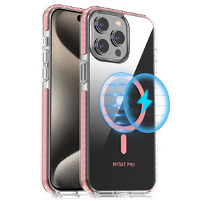 Apple iPhone 15 Pro Max (6.7) Vivid Series Magsafe Bumper Hybrid Case - Pink