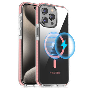 Apple iPhone 15 Pro (6.1) Vivid Series Magsafe Bumper Hybrid Case - Pink
