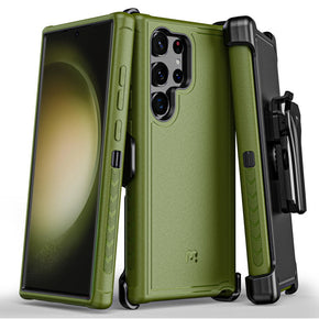 Samsung Galaxy S24 Ultra Antimicrobial Maverick Series Holster Combo Case - Army Green / Black