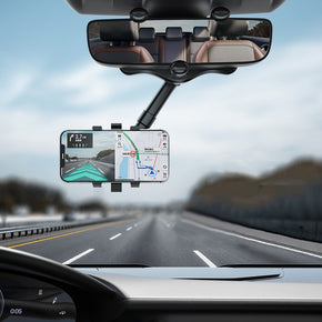 360° Car Rearview Mirror Phone Mount - Black