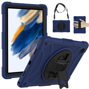 Samsung Galaxy Tab A8 (10.5") 3-in-1 Tough Hybrid Tablet Case w/ Kickstand, Hand and Shoulder Strap - Blue