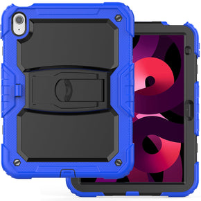 Apple iPad 10.2 (2019)/(2020)/(2021) Heavy Duty Full Body Rugged Kickstand Case - Black / Blue