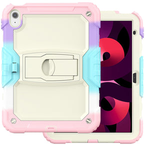 Apple iPad 10th Gen (2022) Heavy Duty Full Body Rugged Kickstand Case - Beige/Camo Pink