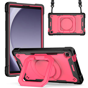 Samsung Galaxy Tab A9 8.7 Tough Hybrid Rotating 360 Kickstand Tablet Case - Red/Black