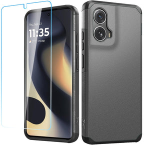 Motorola Moto Edge 5G (2024) Tough Strong Hybrid Case (with Tempered Glass) - Grey