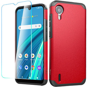 Cricket Debut S2 Tough Strong Hybrid Case (with Tempered Glass) - Red