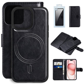 Apple iPhone 15 (6.1) Magsafe Wallet Hybrid Case - Black