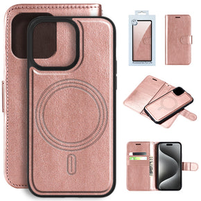 Apple iPhone 15 Pro Max (6.7) Magsafe Wallet Hybrid Case - Rose Gold