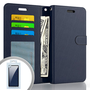 Apple iPhone 15 Plus (6.7) Deluxe Trifold Wallet Case - Blue
