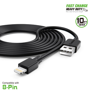 EC38P-IP-BK: 10FT Heavy Duty USB Cable 2A For IPhone