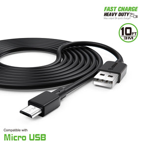 EC38P-MU-BK: 10FT Heavy Duty USB Cable 2A For Mirco USB