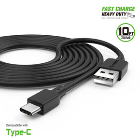 EC38P-TPC-BK: 10FT Heavy Duty USB Cable 2A For Type-C