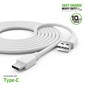 EC38P-TPC-WH: 10FT Heavy Duty USB Cable 2A For Type-C
