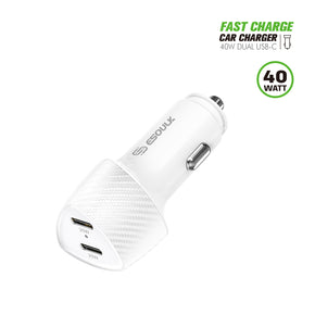 Esoulk 40W Dual Type C Car Adapter - White