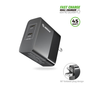 Esoulk 45W Dual Type C Fast Wall Charger - Black