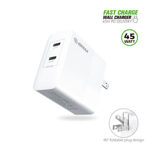 Esoulk 45W Dual Type C Fast Wall Charger - White