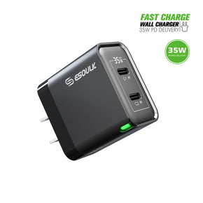 Esoulk 35W Dual Type C Wall Charger - Black