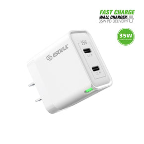 Esoulk 35W Dual Type C Wall Charger - White