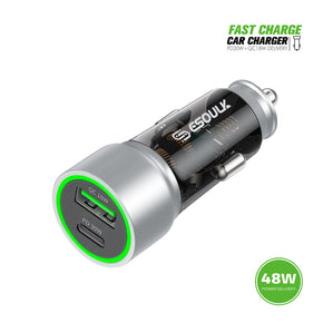 Esoulk 48W Type C + USB Dual Car Adapter - White