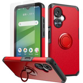 OnePlus Nord N30 5G Tough Slim Hybrid Case (with Built-in Magnetic Plate and Tempered Glass) - Red