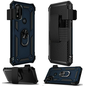 Motorola Moto G Play (2023) Holster Clip Combo Case (with Magnetic Ring Stand) - Blue / Black