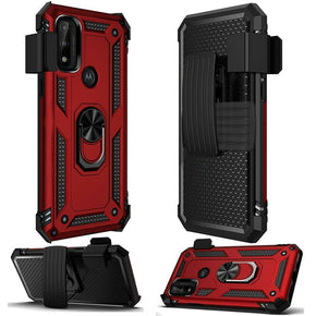 Motorola Moto G Play (2023) Holster Clip Combo Case (with Magnetic Ring Stand) - Red / Black