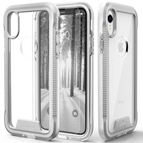 Apple iPhone XR Apple iPhone XR ION Triple Layered Hybrid Case (with Tempered Glass Screen Protector) - Silver / Clear
