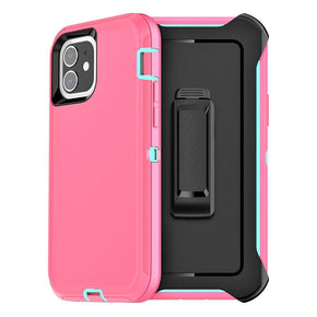 Apple iPhone 13 mini (5.4) Heavy Duty Holster Combo Case - Pink / Mint Blue
