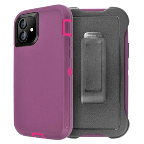 Apple iPhone 13 mini (5.4) Heavy Duty Holster Combo Case - Purple / Hot Pink