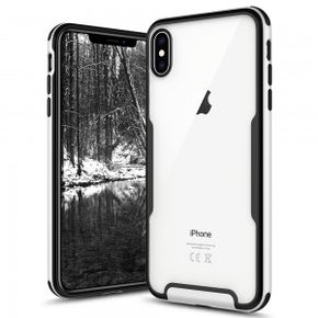 Apple iPhone XS Max Cases Fuse Series Extremely Slim Dual Layered Dual Injected Case with Tempered Glass Screen Protector - Silver / Black