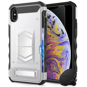 Apple iPhone XS Max ELECTRO Series Combo Case [with Tempered Glass] - Silver / Black