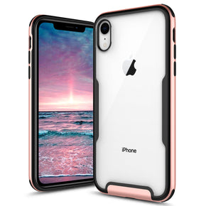Apple iPhone XR FUSE Series Hybrid Case with Tempered Glass - Rose Gold / Black