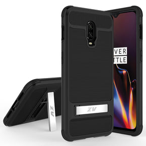 OnePlus 6T ZV Dual-Layered Hybrid Case [with Built-in Kickstand] - Black