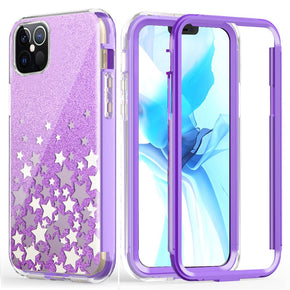 Apple iPhone 12 / 12 Pro (6.1) Craze Fashion Design Hybrid Case - Purple Stars