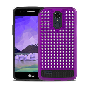 LG Stylo 3 / Stylo 3 Plus Spotted Diamond Hybrid Case - Purple / Black
