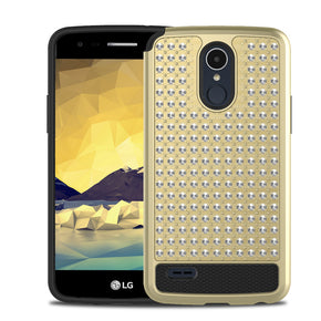 LG Stylo 3 / Stylo 3 Plus Spotted Diamond Hybrid Case - Gold / Black